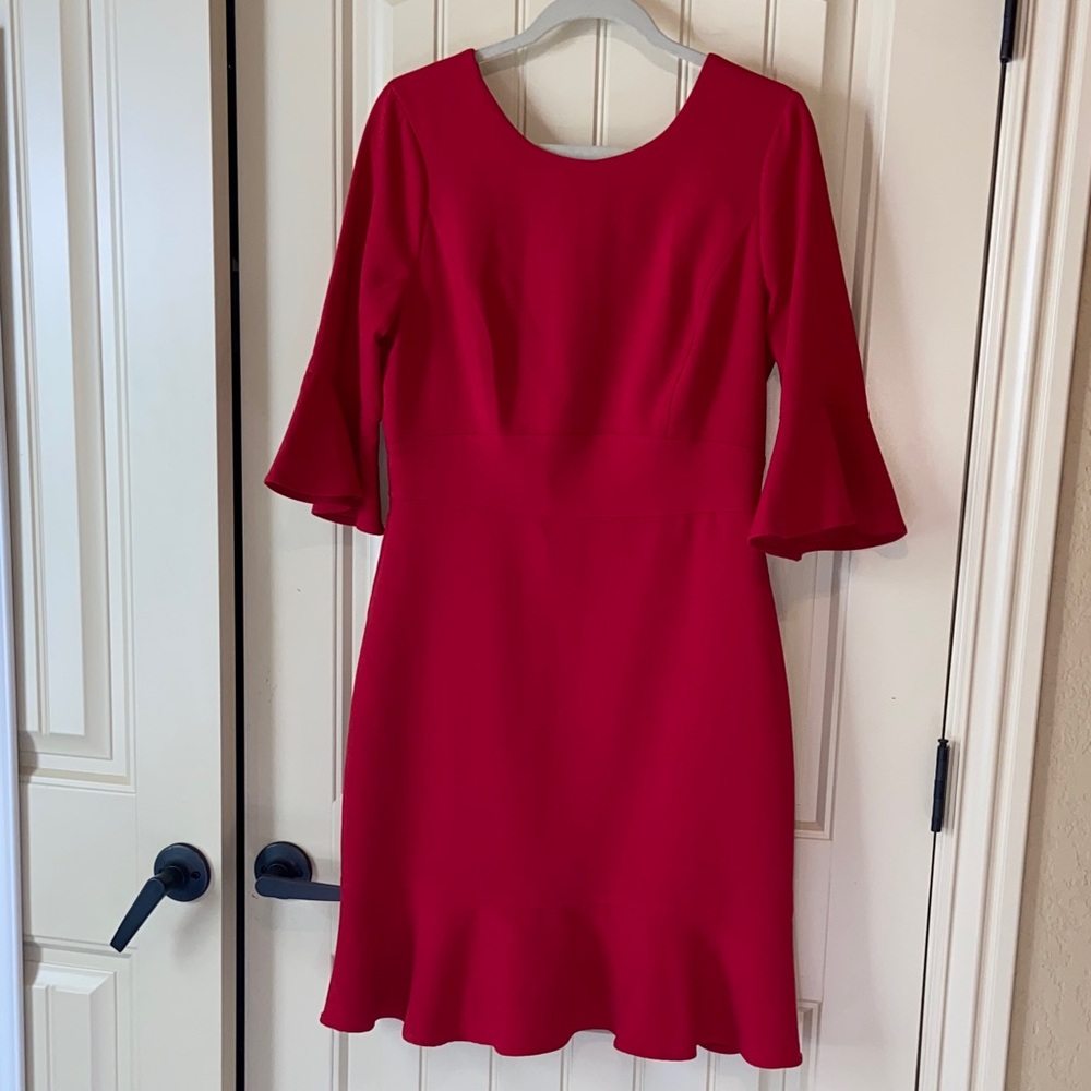White House Black Market Red Flutter Sleeve Dress
